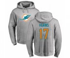 Miami Dolphins #17 Allen Hurns Ash Name & Number Logo Pullover Hoodie