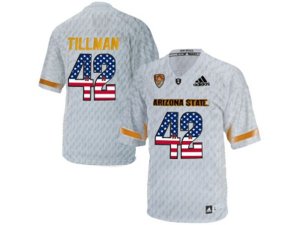 2016 US Flag Fashion Men\'s Arizona State Sun Devils Pat Tillman #42 Desert Ice College Football Jersey - White