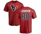 Houston Texans #80 Andre Johnson Red Name & Number Logo T-Shirt