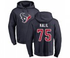 Houston Texans #75 Matt Kalil Navy Blue Name & Number Logo Pullover Hoodie