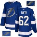 Tampa Bay Lightning #62 Andrej Sustr Authentic Royal Blue Fashion Gold NHL Jersey