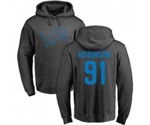 Detroit Lions #91 A\'Shawn Robinson Ash One Color Pullover Hoodie