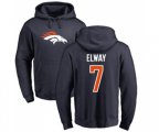 Denver Broncos #7 John Elway Navy Blue Name & Number Logo Pullover Hoodie