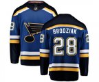 St. Louis Blues #28 Kyle Brodziak Fanatics Branded Royal Blue Home Breakaway NHL Jersey