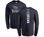 Tennessee Titans #11 A.J. Brown Navy Blue Backer Long Sleeve T-Shirt
