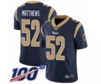 Los Angeles Rams #52 Clay Matthews Navy Blue Team Color Vapor Untouchable Limited Player 100th Season Football Jersey