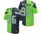 Seattle Seahawks #96 Cortez Kennedy Elite Navy Green Split Fashion Football Jersey