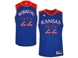 2016 US Flag Fashion Men\'s Kansas Jayhawks Andrew Wiggins #22 College Basketball Authentic Jersey - Royal Blue