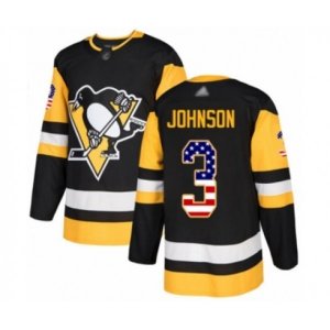 Pittsburgh Penguins #3 Jack Johnson Authentic Black USA Flag Fashion Hockey Jersey