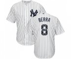 New York Yankees #8 Yogi Berra Authentic White Team Logo Fashion Baseball Jersey