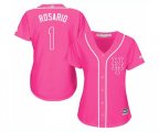 Women's New York Mets #1 Amed Rosario Authentic Pink Fashion Cool Base Baseball Jersey