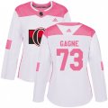 Women Ottawa Senators #73 Gabriel Gagne Authentic White Pink Fashion NHL Jersey