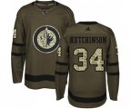 Winnipeg Jets #34 Michael Hutchinson Premier Green Salute to Service NHL Jersey