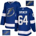 Tampa Bay Lightning #64 Matthew Spencer Authentic Royal Blue Fashion Gold NHL Jersey