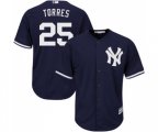 New York Yankees #25 Gleyber Torres Replica Navy Blue Alternate Baseball Jersey