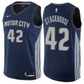 Detroit Pistons #42 Jerry Stackhouse Authentic Navy Blue NBA Jersey - City Edition