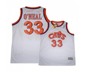 Cleveland Cavaliers #33 Shaquille O\'Neal Authentic White CAVS Throwback Basketball Jersey
