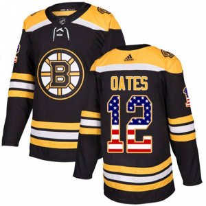 Boston Bruins #12 Adam Oates Authentic Black USA Flag Fashion NHL Jersey