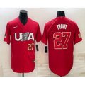 USA Baseball #27 Mike Trout Number 2023 Red World Classic Stitched Jersey