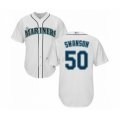 Seattle Mariners #50 Erik Swanson Authentic White Home Cool Base Baseball Player Jersey