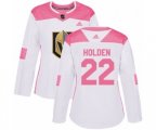Women Vegas Golden Knights #22 Nick Holden Authentic White-Pink Fashion NHL Jersey