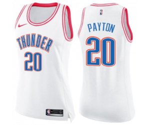 Women\'s Oklahoma City Thunder #20 Gary Payton Swingman White Pink Fashion Basketball Jersey