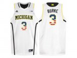 2016 US Flag Fashion-Michigan Wolverines Trey Burke #3 Basketball Authentic Jersey - White