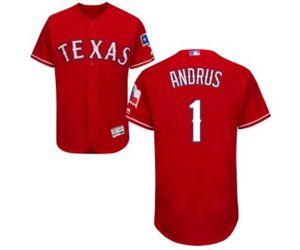 Texas Rangers #1 Elvis Andrus Red Alternate Flex Base Authentic Collection Baseball Jersey
