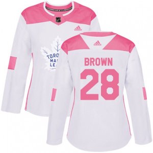 Women Toronto Maple Leafs #28 Connor Brown Authentic White Pink Fashion NHL Jersey