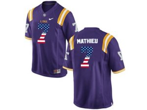 2016 US Flag Fashion Men\'s LSU Tigers Tryann Mathieu #7 College Football Limited Jersey - Purple