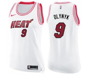 Women\'s Miami Heat #9 Kelly Olynyk Swingman White Pink Fashion Basketball Jersey
