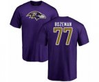 Baltimore Ravens #77 Bradley Bozeman Purple Name & Number Logo T-Shirt