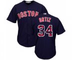 Boston Red Sox #34 David Ortiz Authentic Navy Blue Team Logo Fashion Cool Base Baseball Jersey