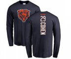 Chicago Bears #29 Tarik Cohen Navy Blue Backer Long Sleeve T-Shirt