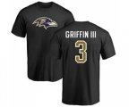 Baltimore Ravens #3 Robert Griffin III Black Name & Number Logo T-Shirt