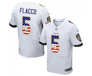 Baltimore Ravens #5 Joe Flacco Elite White Road USA Flag Fashion Football Jersey