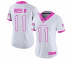 Women Cincinnati Bengals #11 John Ross Limited White Pink Rush Fashion Football Jersey