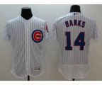 Men Chicago Cubs #14 Ernie Banks Majestic white stripe Flexbase Authentic Collection Player Jersey