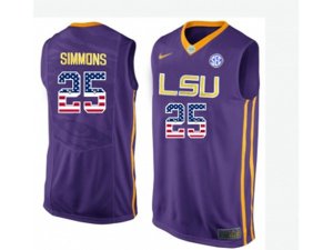 2016 US Flag Fashion Men\'s LSU Tigers Ben Simmons #25 College Basketball Elite Jersey - Purple