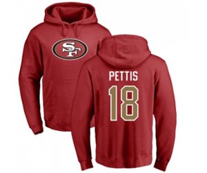 San Francisco 49ers #18 Dante Pettis Red Name & Number Logo Pullover Hoodie