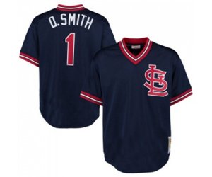 1994 St. Louis Cardinals #1 Ozzie Smith Authentic Navy Blue Throwback Baseball Jersey