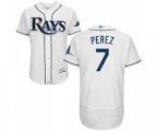 Tampa Bay Rays #7 Michael Perez Home White Home Flex Base Authentic Collection Baseball Jersey