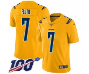Los Angeles Chargers #7 Doug Flutie Limited Gold Inverted Legend 100th Season Football Jersey