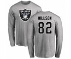 Oakland Raiders #82 Luke Willson Ash Name & Number Logo Long Sleeve T-Shirt