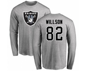 Oakland Raiders #82 Luke Willson Ash Name & Number Logo Long Sleeve T-Shirt