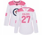 Women Winnipeg Jets #27 Nikolaj Ehlers Authentic White Pink Fashion NHL Jersey