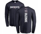 New England Patriots #11 Drew Bledsoe Navy Blue Backer Long Sleeve T-Shirt