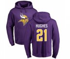 Minnesota Vikings #21 Mike Hughes Purple Name & Number Logo Pullover Hoodie