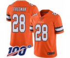Denver Broncos #28 Royce Freeman Limited Orange Rush Vapor Untouchable 100th Season Football Jersey