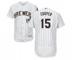 Milwaukee Brewers #15 Cecil Cooper White Home Flex Base Authentic Collection Baseball Jersey